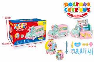 DOCTORS CUTE BUS W/LIGHT & MUSIC 14PCS,