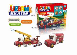DIY FRICTION DEFORMATION FIRE TRUCK W/LIGHT & MUSIC,