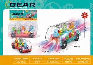 B/O GEAR DINOSAUR BUS W/LIGHT,
