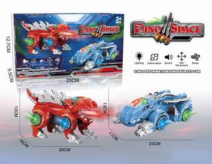 B/O DEFORMATION DINOSAUR CAR W/LIGHT & MUSIC & SPRAY,