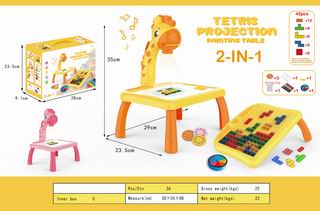 2 IN 1 TETRIS PROJECTION PAINTING TABLE W/MUSIC,