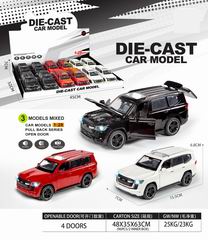 1:28 PULL BACK DIE-CAST CAR W/LIGHT & MUSIC 12PCS,