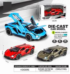 1:28 PULL BACK DIE-CAST CAR W/LIGHT & MUSIC,