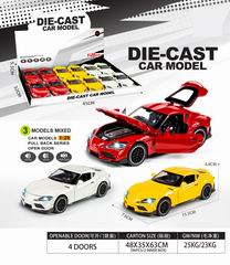 1:28 PULL BACK DIE-CAST CAR W/LIGHT & MUSIC 12PCS,
