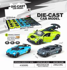 1:28 PULL BACK DIE-CAST CAR W/LIGHT & MUSIC 12PCS,