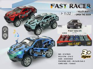 1:32 PULL BACK DIE-CAST CAR W/LIGHT & MUSIC 12PCS,