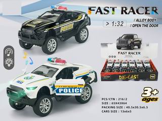 1:32 PULL BACK DIE-CAST CAR W/LIGHT & MUSIC 12PCS,