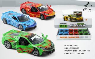 1:32 PULL BACK DIE-CAST CAR W/LIGHT & MUSIC 12PCS,