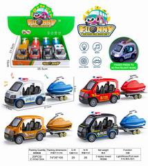 PULL BACK DIE-CAST CAR W/LIGHT & MUSIC 4PCS,
