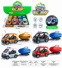 PULL BACK DIE-CAST CAR W/LIGHT & MUSIC 4PCS,
