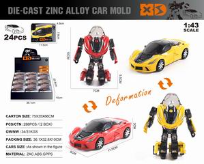 1:43 DEFORMATION SLIDE DIE-CAST CAR 24PCS,