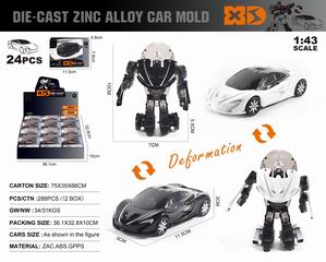 1:43 DEFORMATION SLIDE DIE-CAST CAR 24PCS,