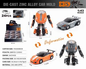 1:43 DEFORMATION SLIDE DIE-CAST CAR 24PCS,