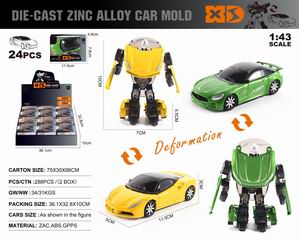 1:43 DEFORMATION SLIDE DIE-CAST CAR 24PCS,