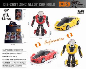 1:43 DEFORMATION SLIDE DIE-CAST CAR 12PCS,