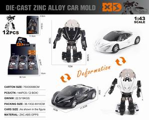 1:43 DEFORMATION SLIDE DIE-CAST CAR 12PCS,