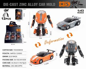1:43 DEFORMATION SLIDE DIE-CAST CAR 12PCS,