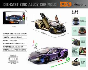 1:24 PULL BACK DIE-CAST CAR W/LIGHT & SOUND,