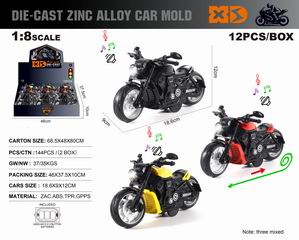 1:8 PULL BACK DIE-CAST CAR W/LIGHT & SOUND 12PCS,