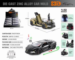 1:32 PULL BACK DIE-CAST CAR W/LIGHT & SOUND 8PCS,