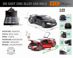 1:32 PULL BACK DIE-CAST CAR W/LIGHT & SOUND 8PCS,