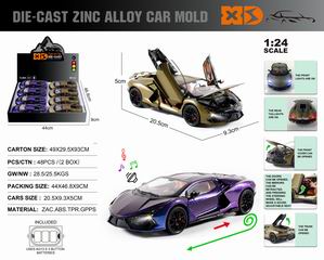 1:24 PULL BACK DIE-CAST CAR W/LIGHT & SOUND 8PCS,