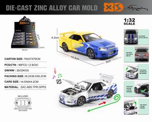 1:32 PULL BACK DIE-CAST CAR W/LIGHT & SOUND 8PCS,