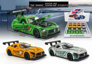 1:24 PULL BACK DIE-CAST CAR W/LIGHT & MUSIC 8PCS,