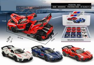 1:24 PULL BACK DIE-CAST CAR W/LIGHT & MUSIC 8PCS,