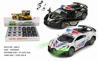 1:32 PULL BACK DIE-CAST CAR W/LIGHT & MUSIC 12PCS,