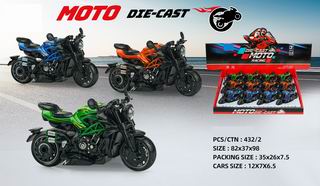 1:14 PULL BACK DIE-CAST MOTORCYCLE 12PCS,