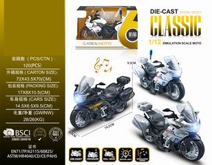 1:12 PULL BACK DIE-CAST MOTORCYCLE W/LIGHT & MUSIC,