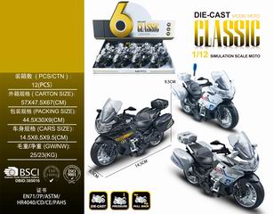 1:12 PULL BACK DIE-CAST MOTORCYCLE 12PCS,