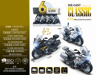 1:12 PULL BACK DIE-CAST MOTORCYCLE W/LIGHT & MUSIC 12PCS,