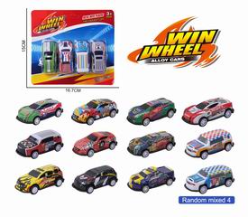 1:64 SLIDE DIE-CAST CAR 4PCS,