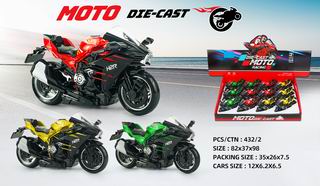 1:14 PULL BACK DIE-CAST MOTORCYCLE 12PCS,