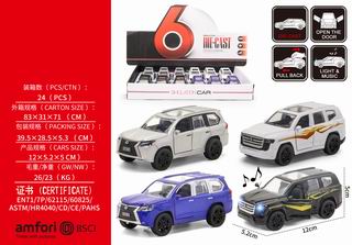 PULL BACK DIE-CAST CAR W/LIGHT & MUSIC 12PCS,