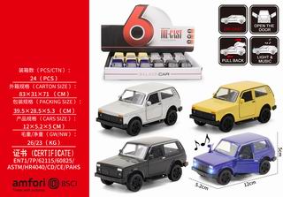 PULL BACK DIE-CAST CAR W/LIGHT & MUSIC 12PCS,