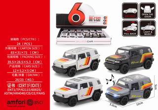 PULL BACK DIE-CAST CAR W/LIGHT & MUSIC 12PCS,