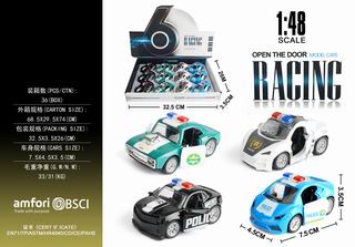 1:48 PULL BACK DIE-CAST CAR 12PCS,