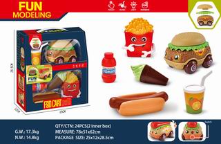PULL BACK FOOD CART W/LIGHT & MUSIC,