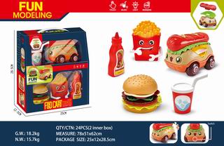 PULL BACK FOOD CART W/LIGHT & MUSIC,