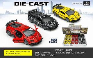 1:32 PULL BACK DIE-CAST CAR 12PCS,