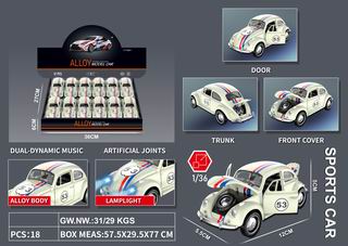 1:36 PULL BACK DIE-CAST CAR 12PCS,