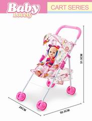 16 INCH DOLL W/MUSIC & CART,