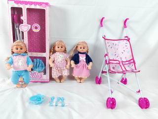 16 INCH DOLL W/SOUND & CART,