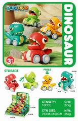 PRESS DINOSAUR MINI CAR 12PCS,