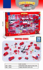 PULL BACK FIRE TRUCK SET 35PCS,