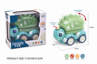B/O DINOSAUR SANITATION TRUCK W/LIGHT & MUSIC,