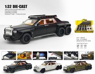 1:32 PULL BACK DIE-CAST CAR W/LIGHT & SOUND 12PCS,
